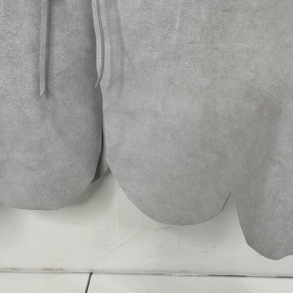 Vintage Size S Suede Vest Leather Tie Front Scallop Edge Gray Long Women's - Picture 4 of 7